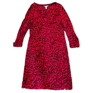 SOMA Embraceable Red & Black Leopard long sleeve night shirt gown sleep shirt